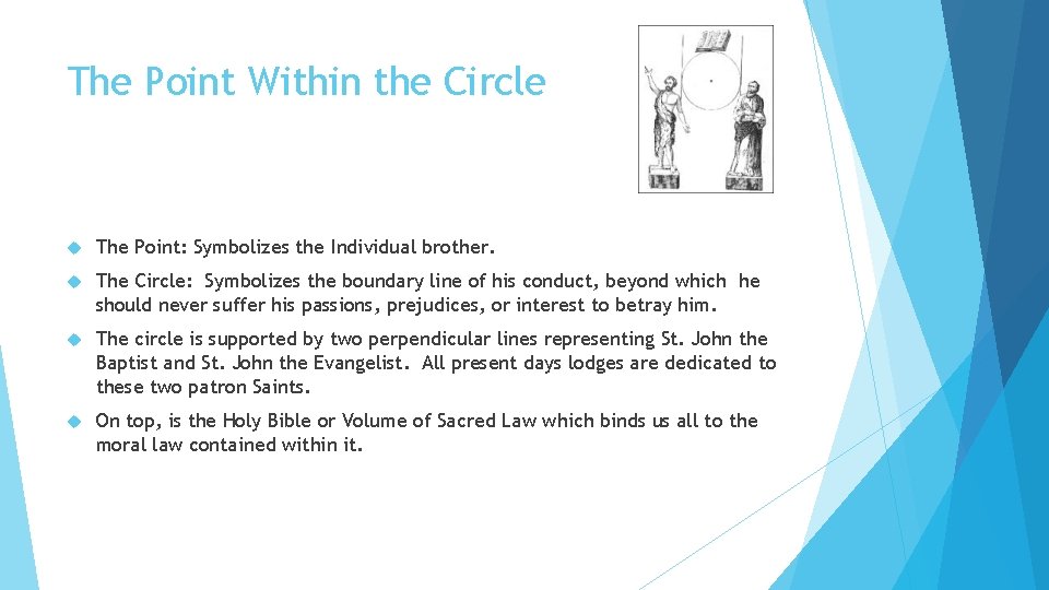 The Point Within the Circle The Point: Symbolizes the Individual brother. The Circle: Symbolizes