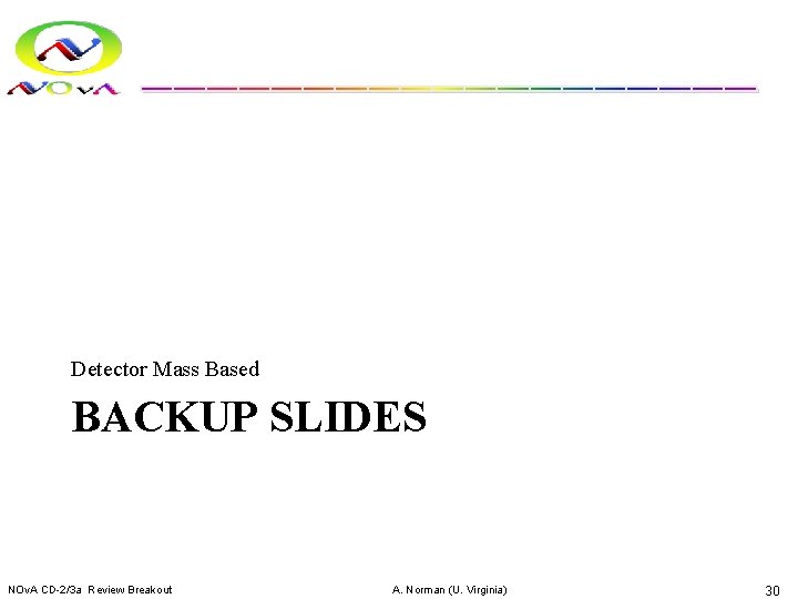 Detector Mass Based BACKUP SLIDES NOv. A CD-2/3 a Review Breakout A. Norman (U.