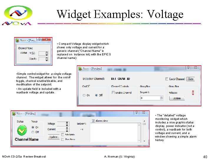 Widget Examples: Voltage • Compact Voltage display widget which shows only voltage and current