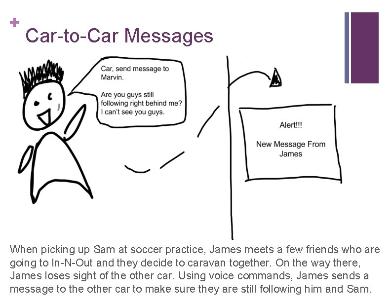 + Car-to-Car Messages When picking up Sam at soccer practice, James meets a few