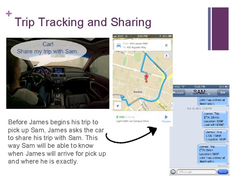 + Trip Tracking and Sharing Before James begins his trip to pick up Sam,