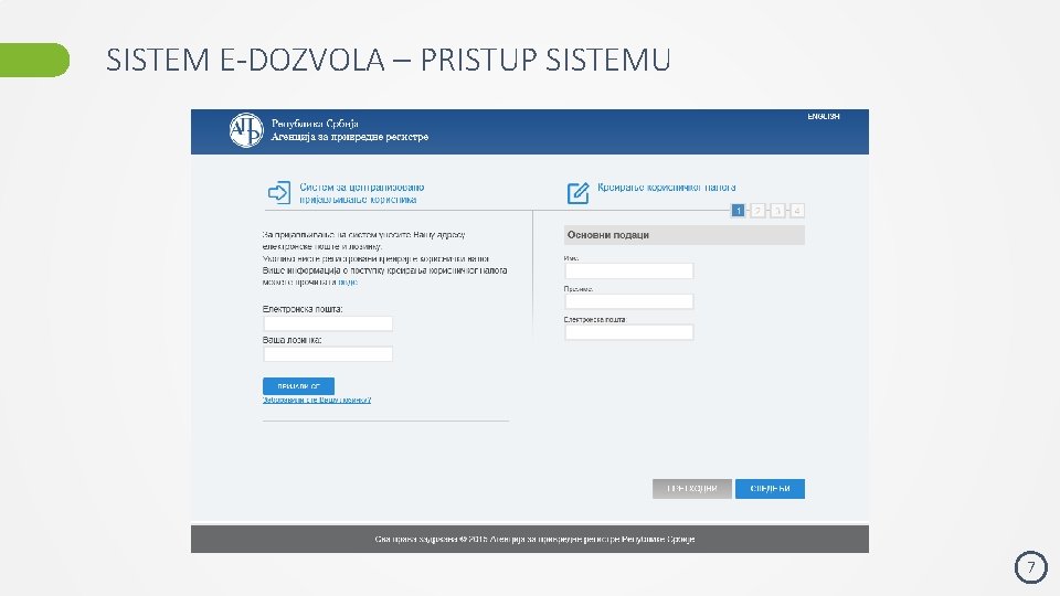 SISTEM E-DOZVOLA – PRISTUP SISTEMU 7 