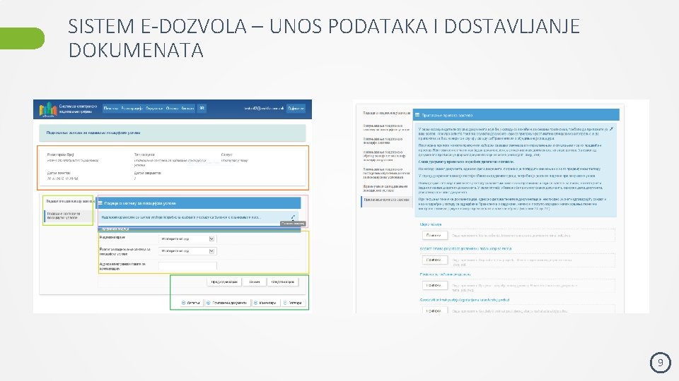 SISTEM E-DOZVOLA – UNOS PODATAKA I DOSTAVLJANJE DOKUMENATA 9 