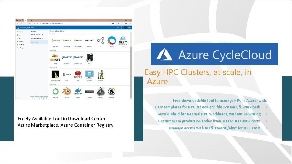 Easy HPC Clusters, at scale, in Azure Free downloadable tool to manage HPC in