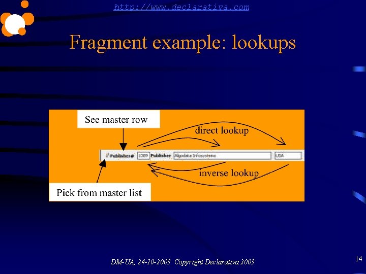 http: //www. declarativa. com Fragment example: lookups DM-UA, 24 -10 -2003 Copyright Declarativa 2003