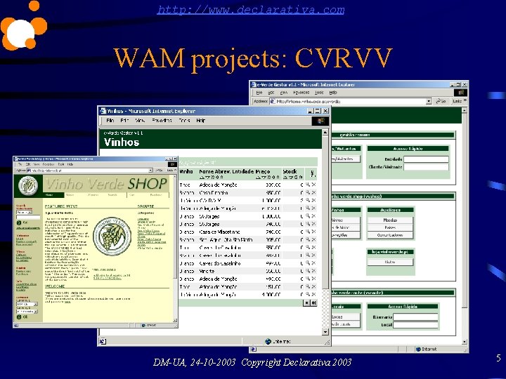 http: //www. declarativa. com WAM projects: CVRVV DM-UA, 24 -10 -2003 Copyright Declarativa 2003