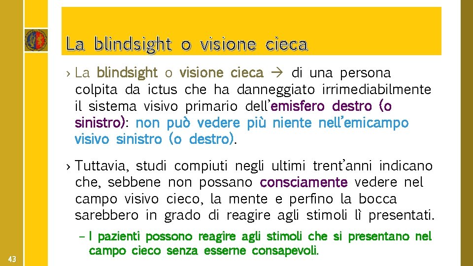 La blindsight o visione cieca › La blindsight o visione cieca di una persona