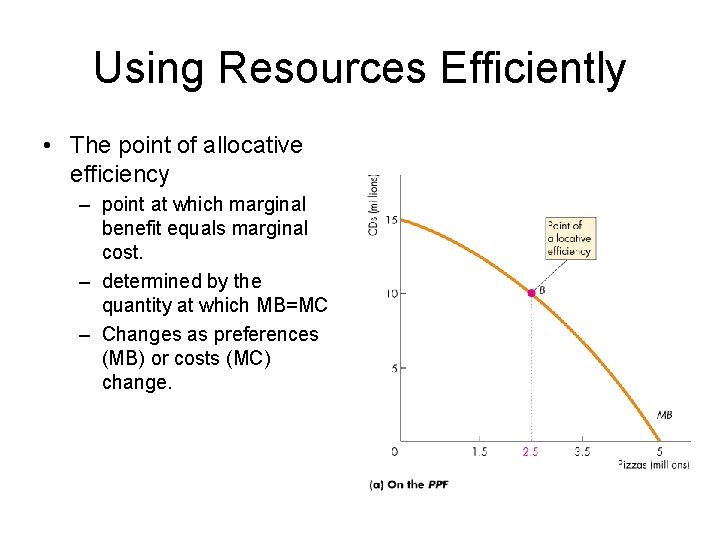 Using Resources Efficiently • The point of allocative efficiency – point at which marginal