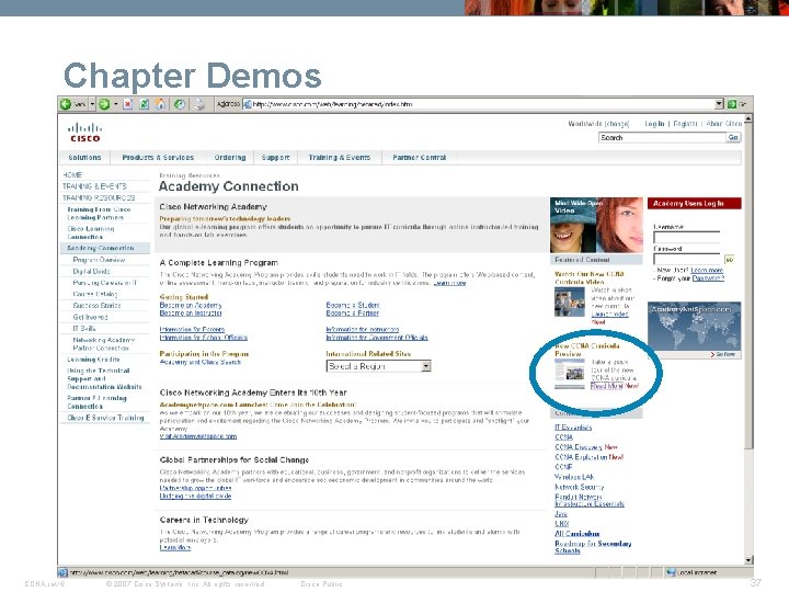 Chapter Demos CCNA rev 6 © 2007 Cisco Systems, Inc. All rights reserved. Cisco