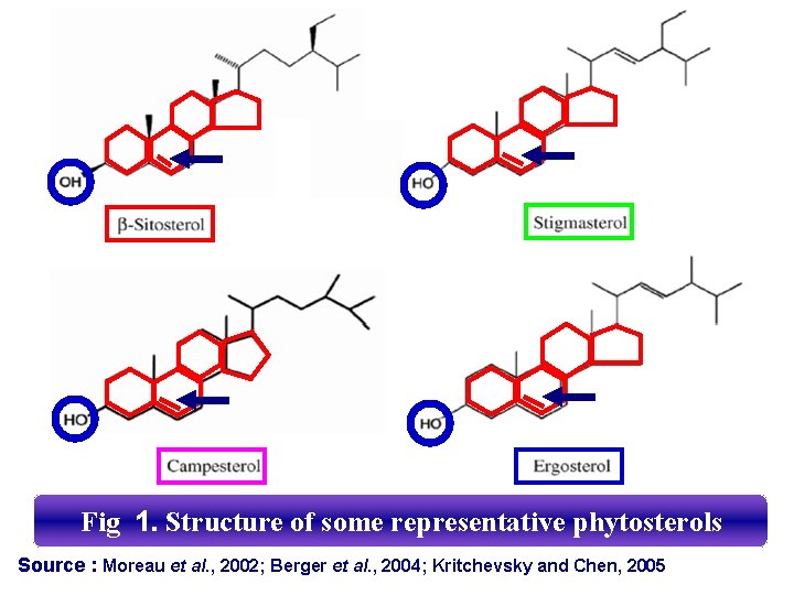 Fig 1. Structure of some representative phytosterols Source : Moreau et al. , 2002;