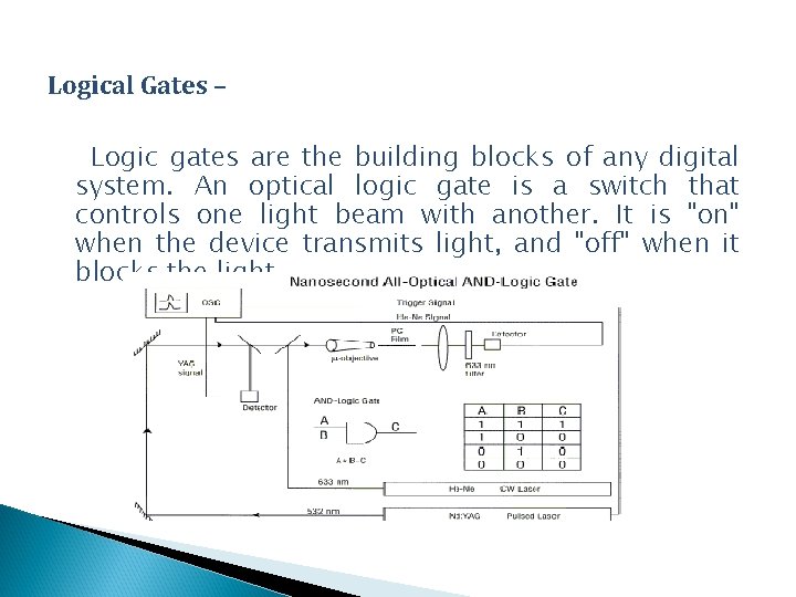 Logical Gates – Logic gates are the building blocks of any digital system. An