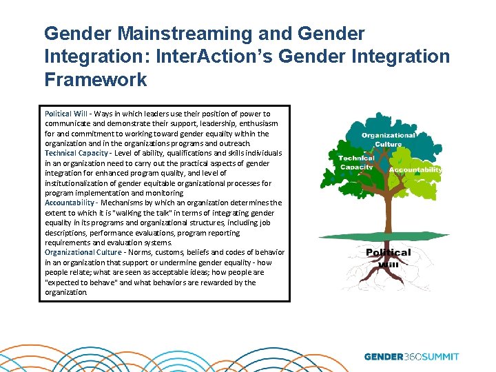 Gender Mainstreaming and Gender Integration: Inter. Action’s Gender Integration Framework Political Will - Ways