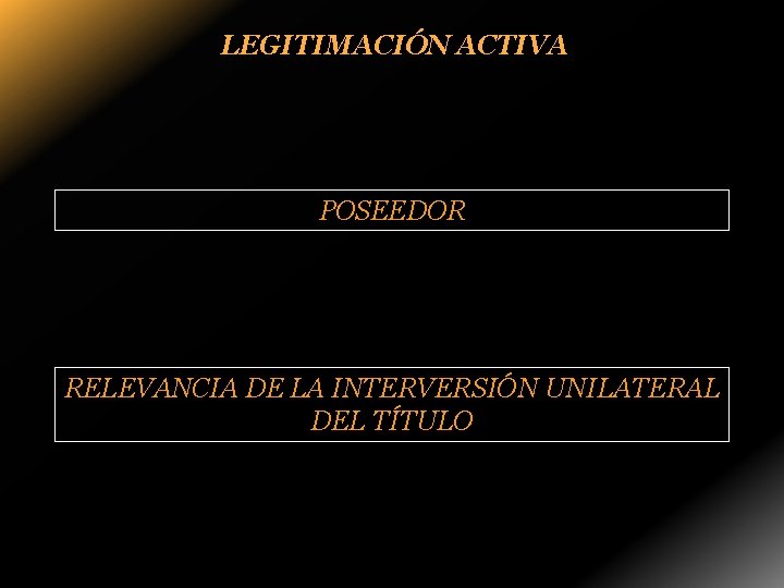 LEGITIMACIÓN ACTIVA POSEEDOR RELEVANCIA DE LA INTERVERSIÓN UNILATERAL DEL TÍTULO 