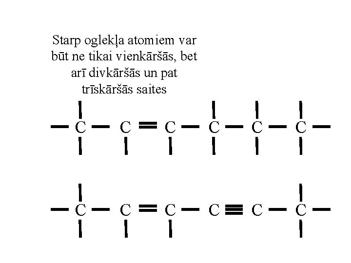 Starp oglekļa atomiem var būt ne tikai vienkāršās, bet arī divkāršās un pat trīskāršās