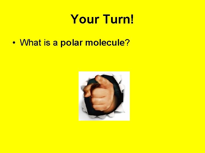 Your Turn! • What is a polar molecule?  Your Turn! • What is a polar molecule?