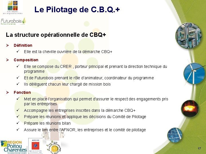  Le Pilotage de C. B. Q. + La structure opérationnelle de CBQ+ Ø