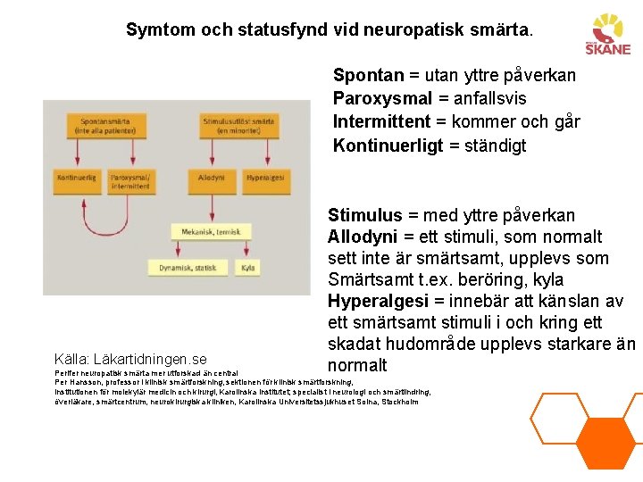 Symtom och statusfynd vid neuropatisk smärta. Källa: Läkartidningen. se Spontan = utan yttre påverkan