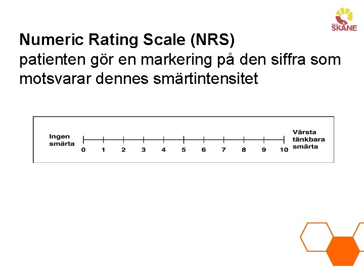 Numeric Rating Scale (NRS) patienten gör en markering på den siffra som motsvarar dennes