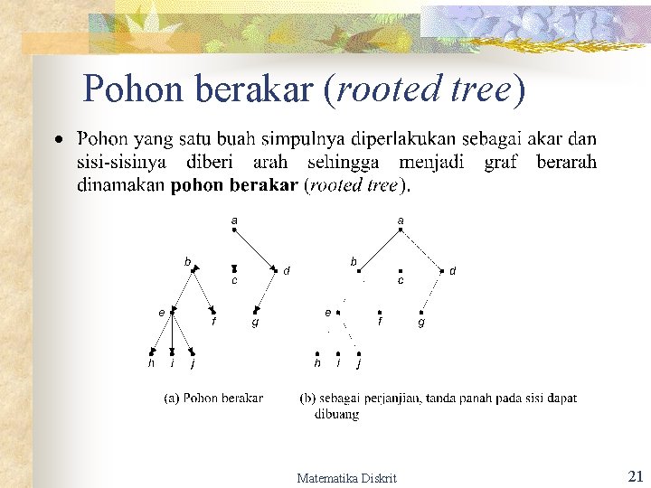 Pohon berakar (rooted tree) Matematika Diskrit 21 