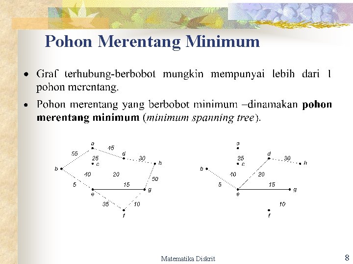 Pohon Merentang Minimum Matematika Diskrit 8 Pohon Merentang Minimum Matematika Diskrit 8