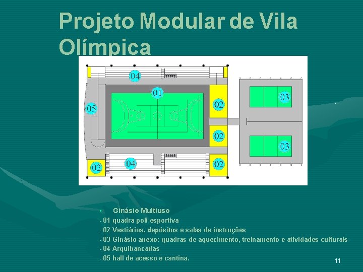 Projeto Modular de Vila Olímpica • Ginásio Multiuso - 01 quadra poli esportiva -