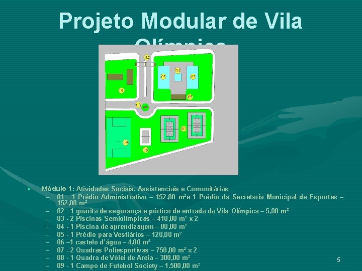 Projeto Modular de Vila Olímpica • Módulo 1: Atividades Sociais, Assistenciais e Comunitárias –