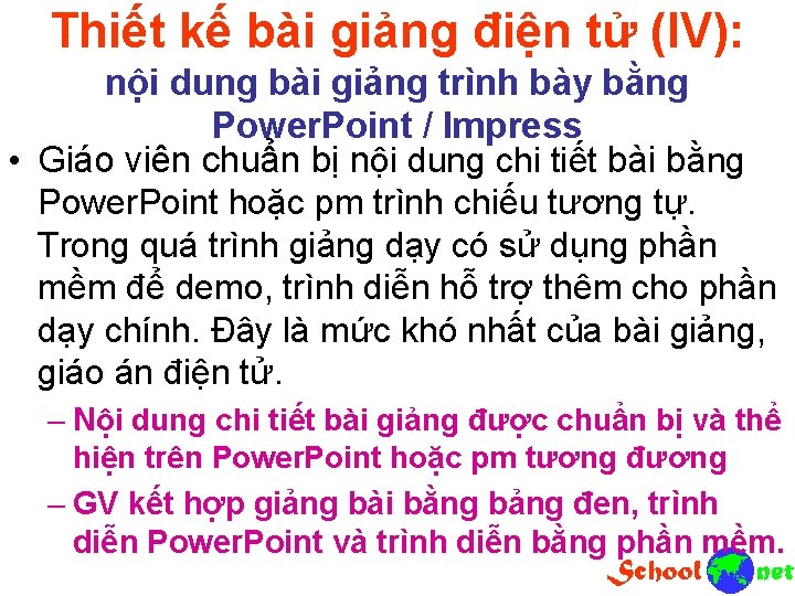 Thiết kế bài giảng điện tử (IV): nội dung bài giảng trình bày bằng