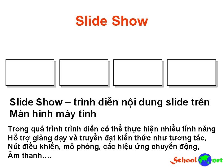 Slide Show – trình diễn nội dung slide trên Màn hình máy tính Trong