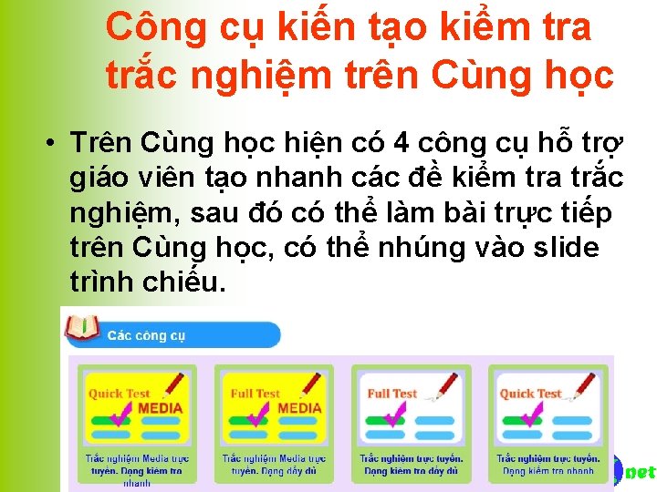 Công cụ kiến tạo kiểm tra trắc nghiệm trên Cùng học • Trên Cùng