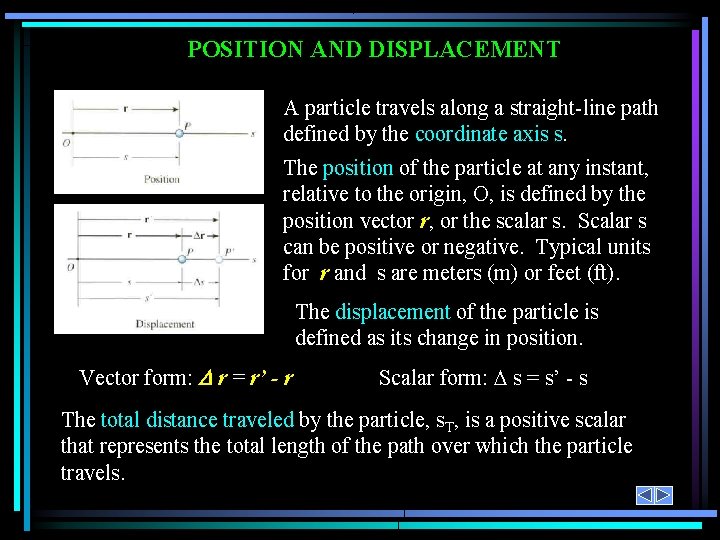 POSITION AND DISPLACEMENT A particle travels along a straight-line path defined by the coordinate