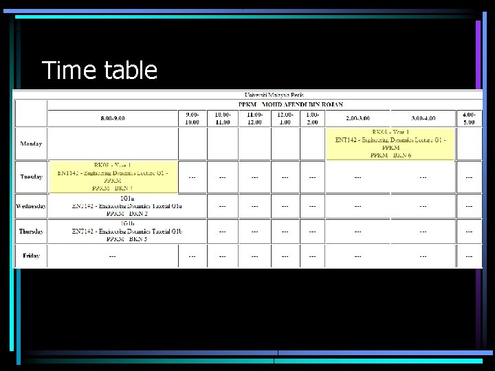 Time table 