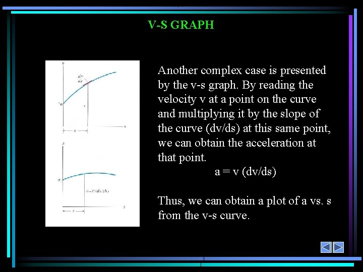 V-S GRAPH Another complex case is presented by the v-s graph. By reading the