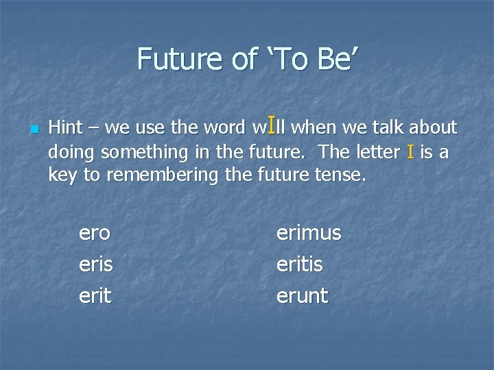 Future of ‘To Be’ n Hint – we use the word w. Ill when
