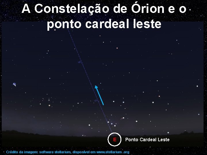 A Constelação de Órion e o ponto cardeal leste E Ponto Cardeal Leste Crédito