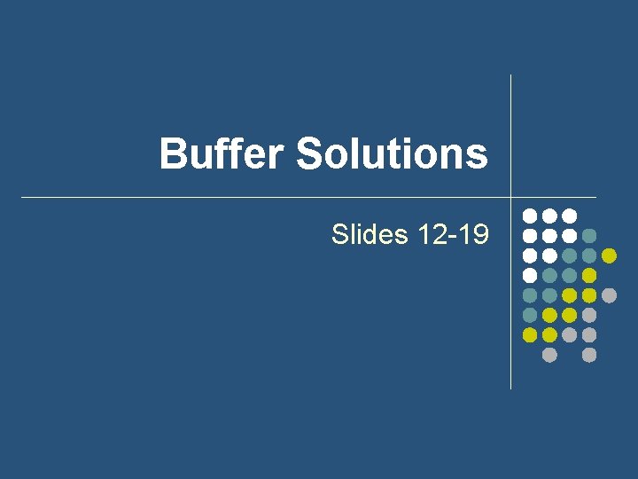 Buffer Solutions Slides 12 -19 