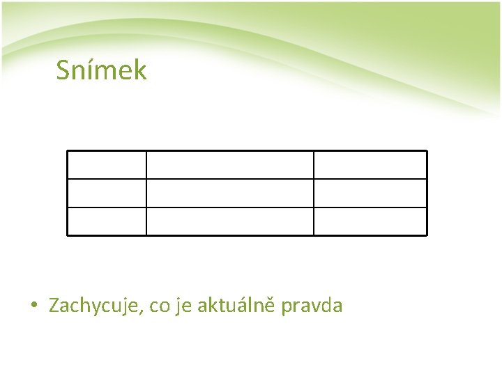 Snímek • Zachycuje, co je aktuálně pravda 