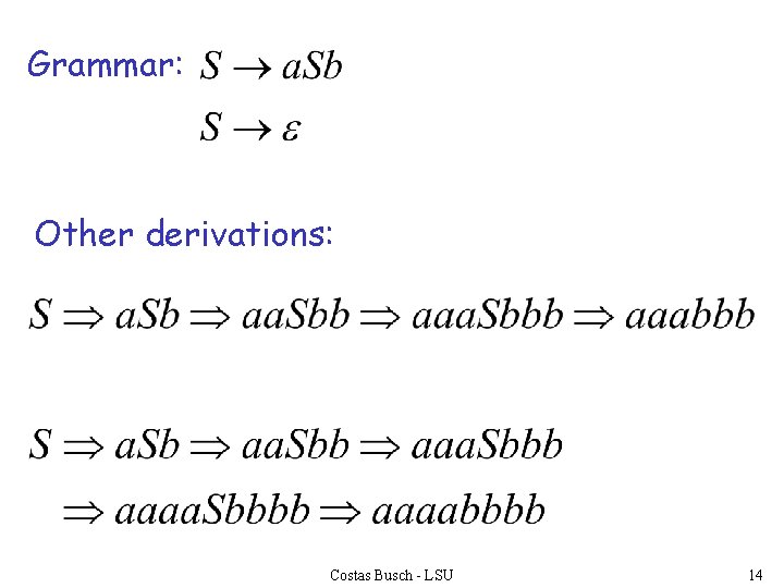 Grammar: Other derivations: Costas Busch - LSU 14 