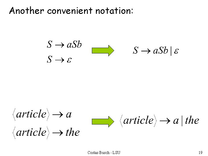 Another convenient notation: Costas Busch - LSU 19 