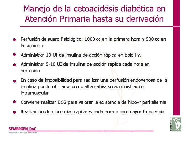 Manejo de la cetoacidósis diabética en Atención Primaria hasta su derivación Perfusión de suero