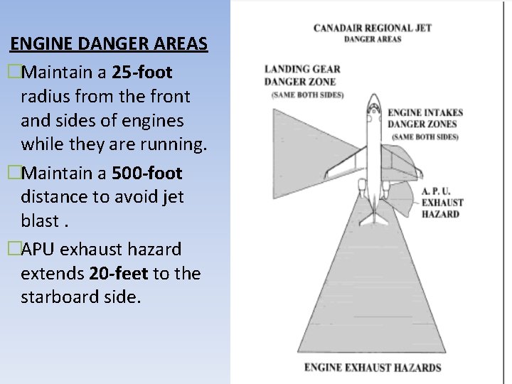 ENGINE DANGER AREAS �Maintain a 25 -foot radius from the front and sides of