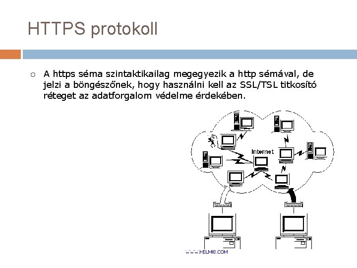 HTTPS protokoll ¡ A https séma szintaktikailag megegyezik a http sémával, de jelzi a