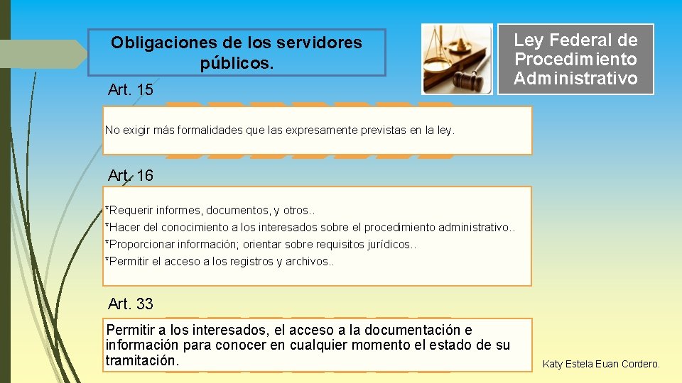 Obligaciones de los servidores públicos. Art. 15 Ley Federal de Procedimiento Administrativo No exigir