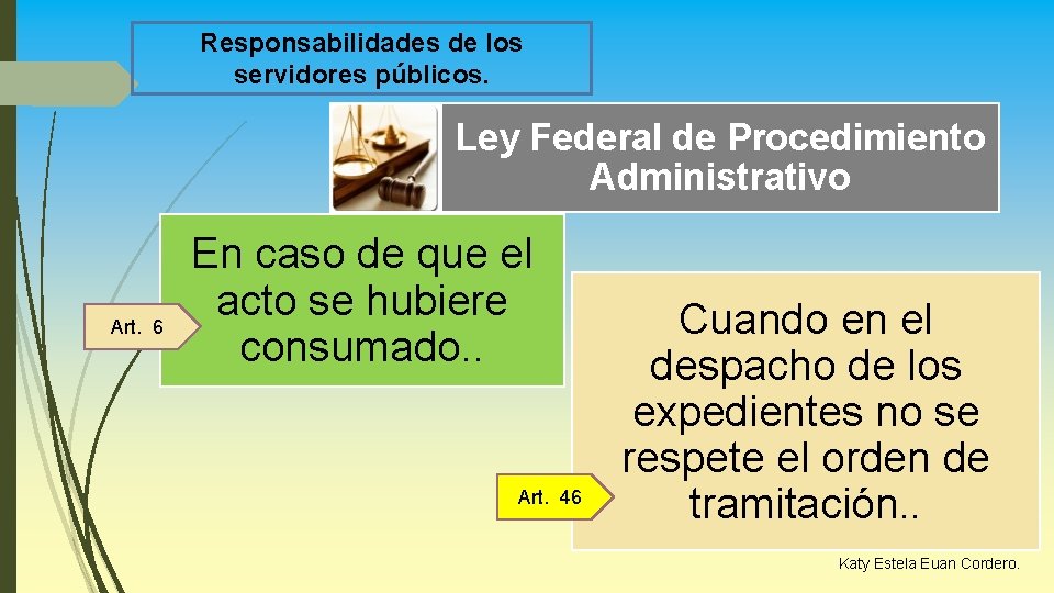 Responsabilidades de los servidores públicos. Ley Federal de Procedimiento Administrativo Art. 6 En caso