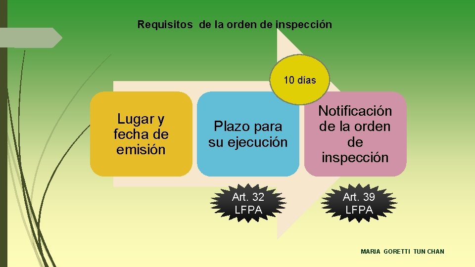 Requisitos de la orden de inspección 10 días Lugar y fecha de emisión Plazo