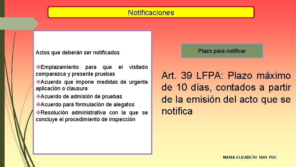 Notificaciones Actos que deberán ser notificados v. Emplazamiento para que el visitado comparezca y