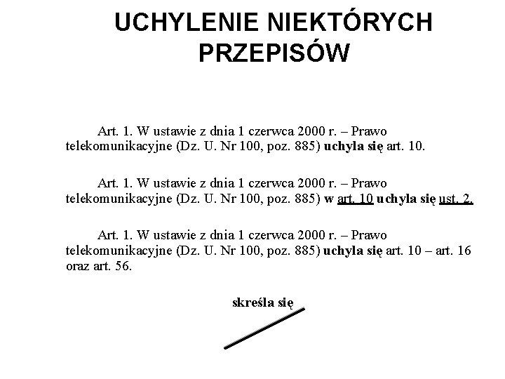 UCHYLENIE NIEKTÓRYCH PRZEPISÓW Art. 1. W ustawie z dnia 1 czerwca 2000 r. –