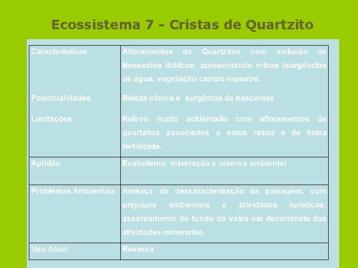 Ecossistema 7 - Cristas de Quartzito 