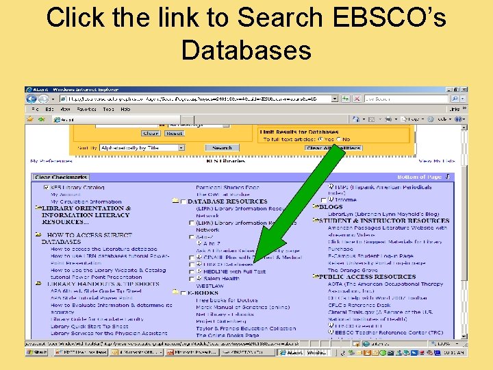 Click the link to Search EBSCO’s Databases 