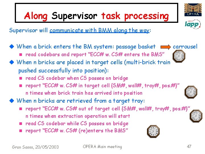 Along Supervisor task processing Supervisor will communicate with BMM along the way: u When