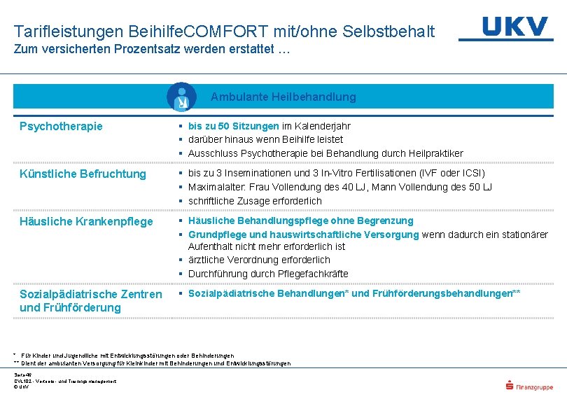 Tarifleistungen Beihilfe. COMFORT mit/ohne Selbstbehalt Zum versicherten Prozentsatz werden erstattet … Ambulante Heilbehandlung Psychotherapie